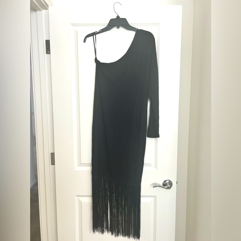 One Shoulder Dress With Fringe